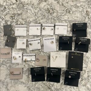 ✨ Bundle of 24 Single Gold Earrings - Small Hoops and Studs, NWT